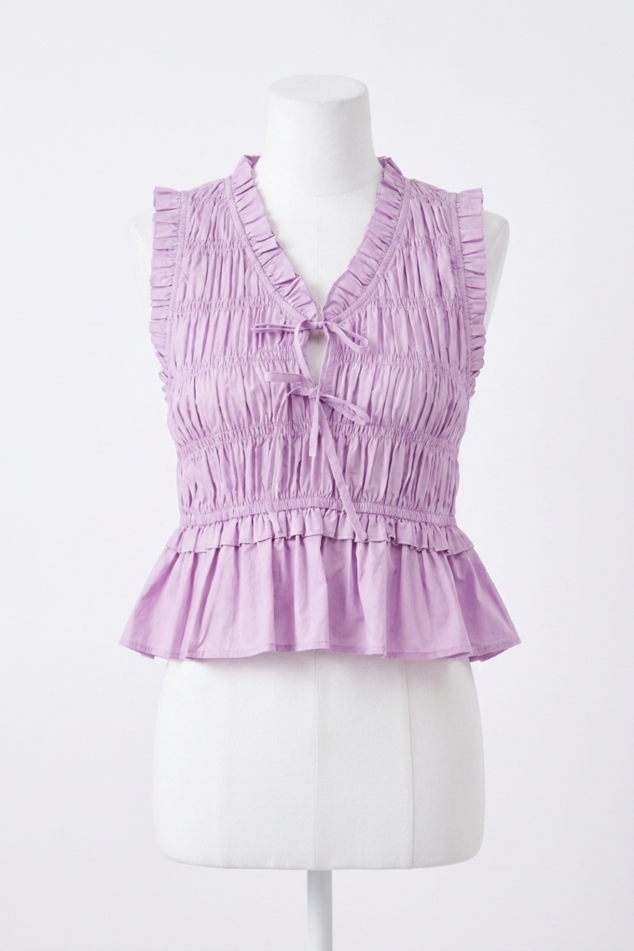 NEW PINCH kendra ruched bow top in light lavender